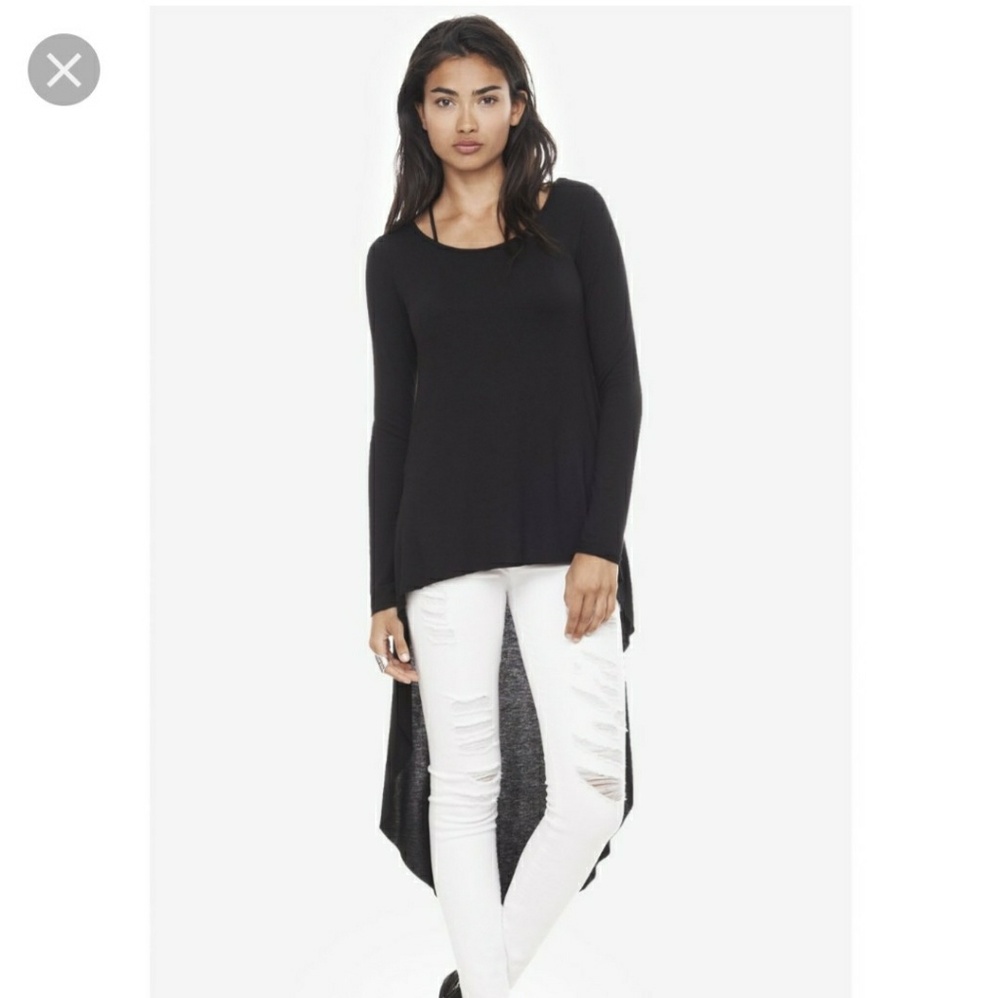 Express One Eleven Long Sleeve Extreme Hi-low Top